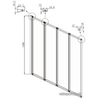 Стеклянная шторка для ванны Ambassador Bath Screens 16041111L 100