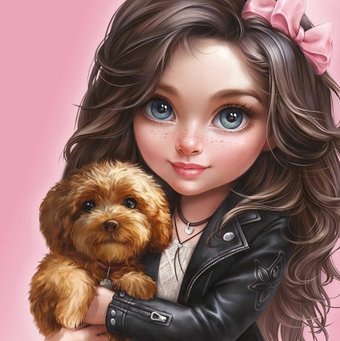 Феникс+ Брюнетка с собачкой 68613