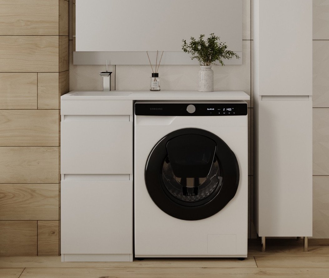 Symbolite Тумба с умывальником Даллас 100 Люкс Plus + Даллас 100x48 (левый, эмаль белый)