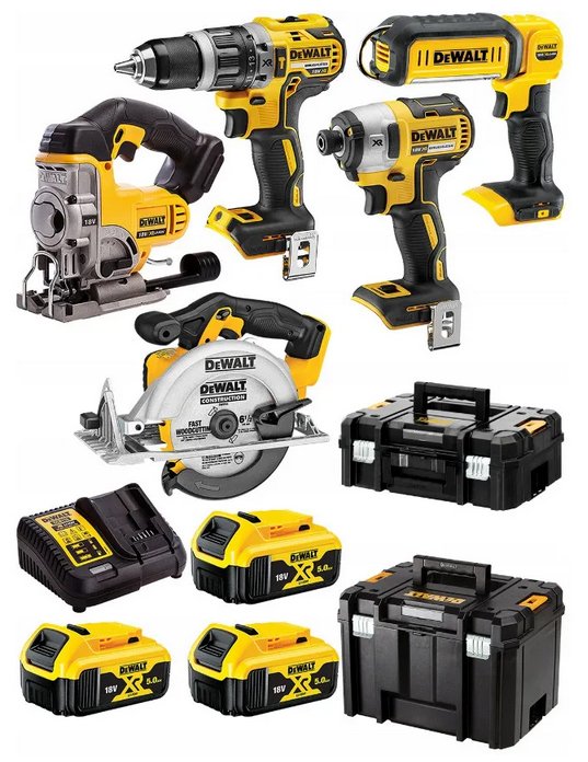 

DeWalt DCK551P3T (шуруповерт, винтоверт, лобзик, циркулярная пила, 3 АКБ, кейс)