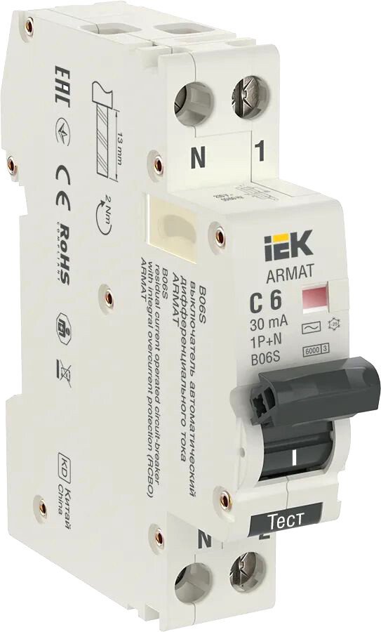 

Дифференциальный автомат IEK AR-B06S-1N-C06C030