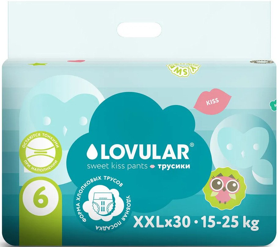 

Подгузники Lovular Sweet Kiss XXL 15-25 кг (30 шт)
