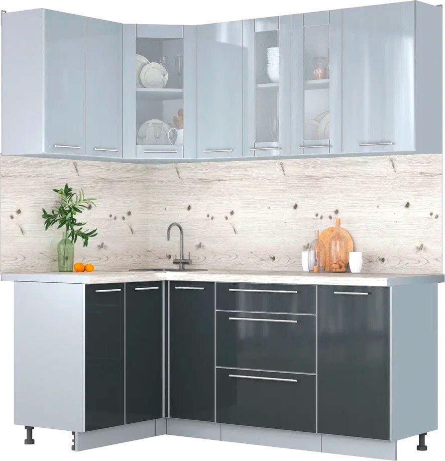 

Готовая кухня Интерлиния Мила Пластик 1.2x1.9 (туманный глянец/антрацит/бискайская сосна)