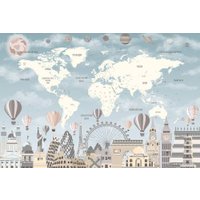 Фотообои Vimala Карта мира достопримечательности 270x400