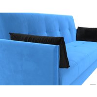 Диван Лига диванов Лига-018 117840 (велюр голубой/подушки черный)