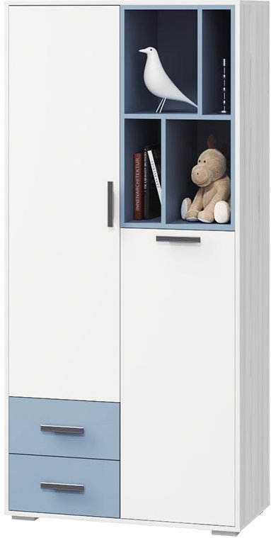 

Шкаф распашной MLK Стич 86.9x43x185.5 (анкор светлый/белый/серо-голубой)