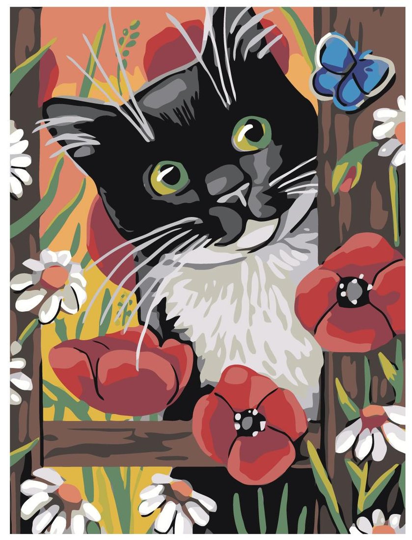 

Картина по номерам SLAVINA Кот в маках A140