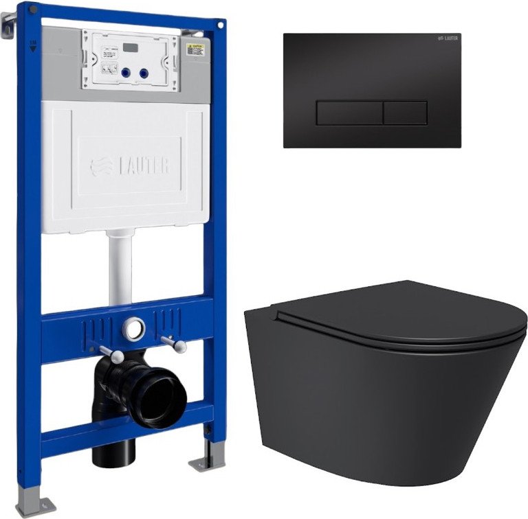 

Унитаз подвесной Lauter Longer 2110822B + 21901001 (кнопка 219704HD, черный)