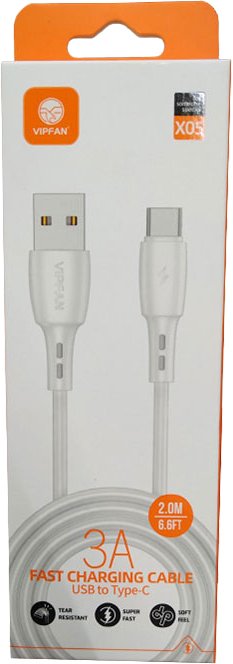 

Кабель Vipfan X05 USB Type-A - USB Type-C (2 м, белый)