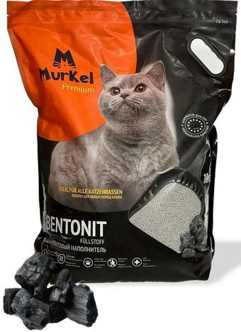 Наполнитель для туалета MurKel Бентонит 10л (уголь)