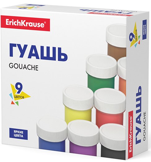 

Гуашь Erich Krause Basic 53729 (9 цв.)