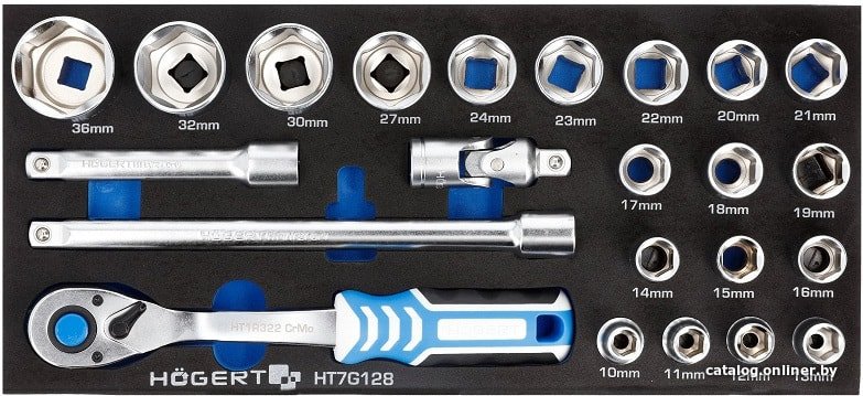 Набор трещотка с головками Hoegert Technik HT7G128 (23 предмета)