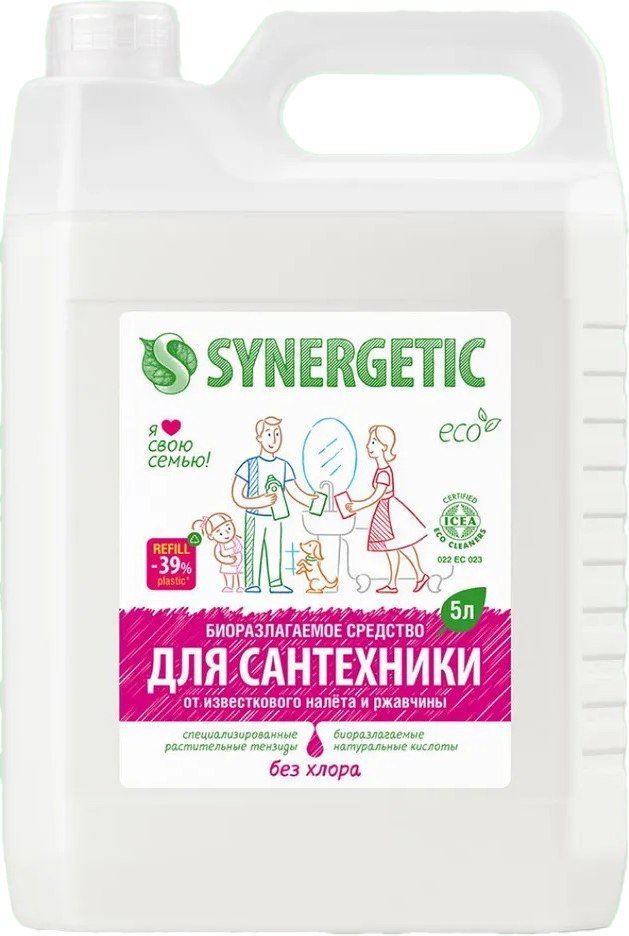 

Средство для сантехники Synergetic Для мытья сантехники кислотное, биоразлагаемое 5 л