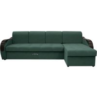 Угловой диван Сириус Лидер-6 с оттоманкой ППУ 300x165 (Eva 19 велюр темно-зеленый)
