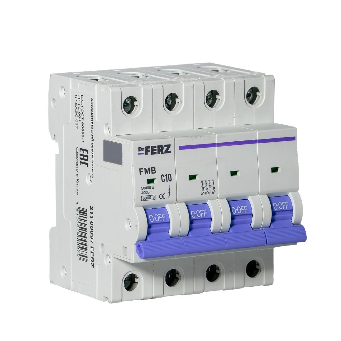 Выключатель автоматический Dr.Ferz FMB-C 6kA 4P 10 C 21100097FERZ