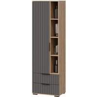 Шкаф-пенал Трия Хилтон с открытми полками (дуб крафт золотой/графит матовый)