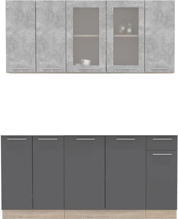 

Готовая кухня Интерлиния Мила 17-60 без столешницы (бетон/антрацит)