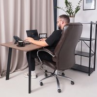 Офисное кресло AksHome King A (натуральная кожа, темно-коричневый)