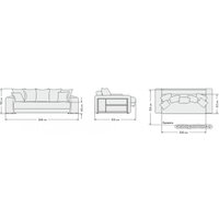 Диван Craftmebel Дубай Etro 3 (ткань, soro grafit)