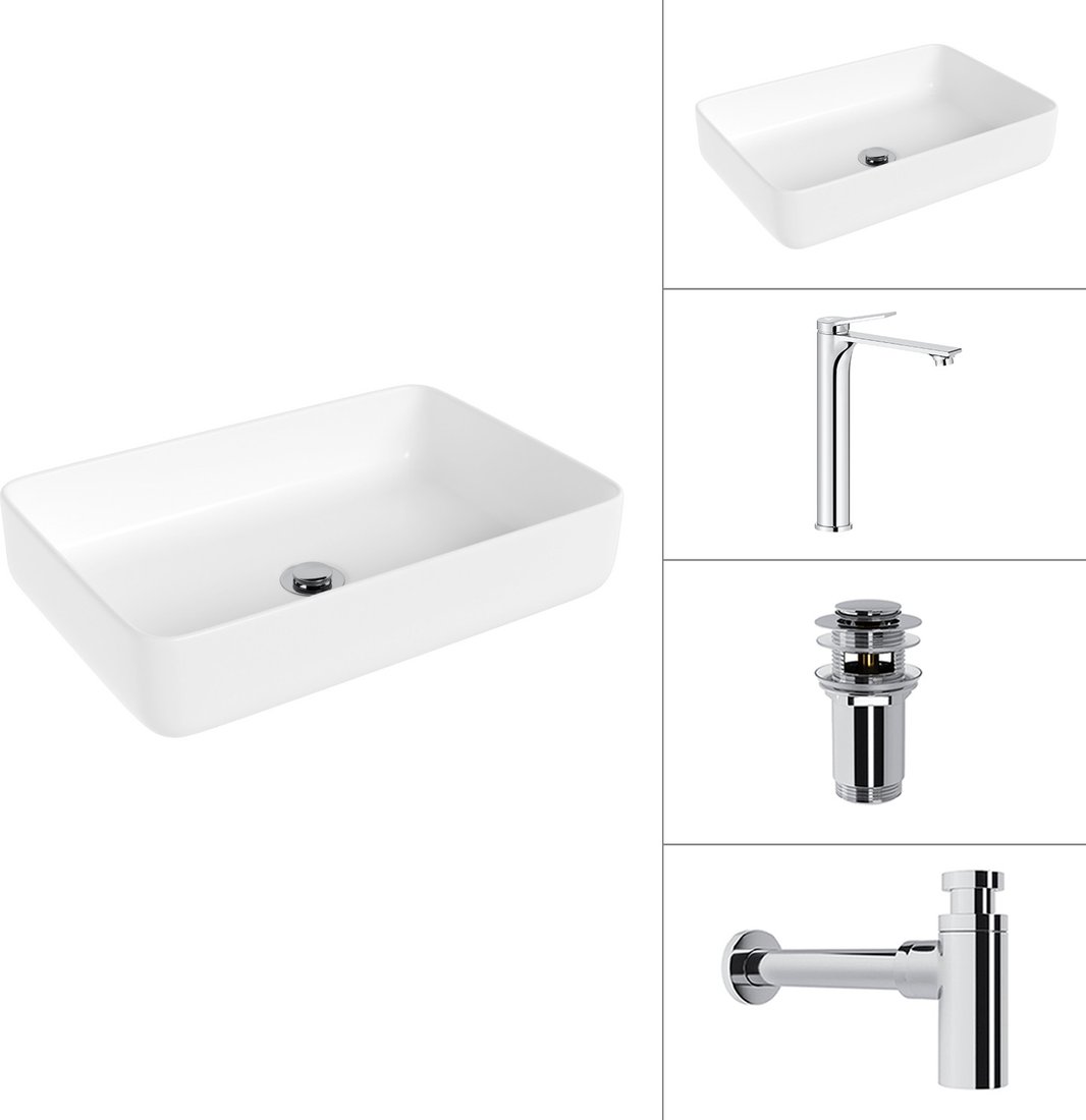 Умывальник Lauter 21487-50 + Rio 21AM12672 + сифон 21635CH + дон.клапан 21190CH (хром)