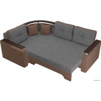 Угловой диван Лига диванов Комфорт 102598 (левый, рогожка, серый/коричневый)