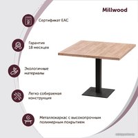 Кухонный стол Millwood Лофт Хельсинки 2 Л 100x100x75 (дуб белый Craft-металл черный)