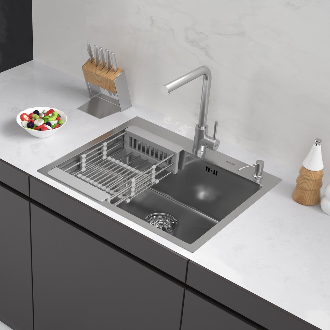 

Кухонная мойка ARFEKA ECO AR мойка 600*500, коландер, дозатор SATIN