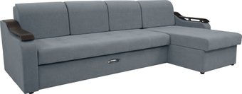 Угловой диван Сириус Лидер-4 с оттоманкой НПБ 300x165 (Eva 32 велюр серый)