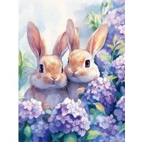 Алмазная мозаика  Феникс+ Зайчики в гортензиях 71377