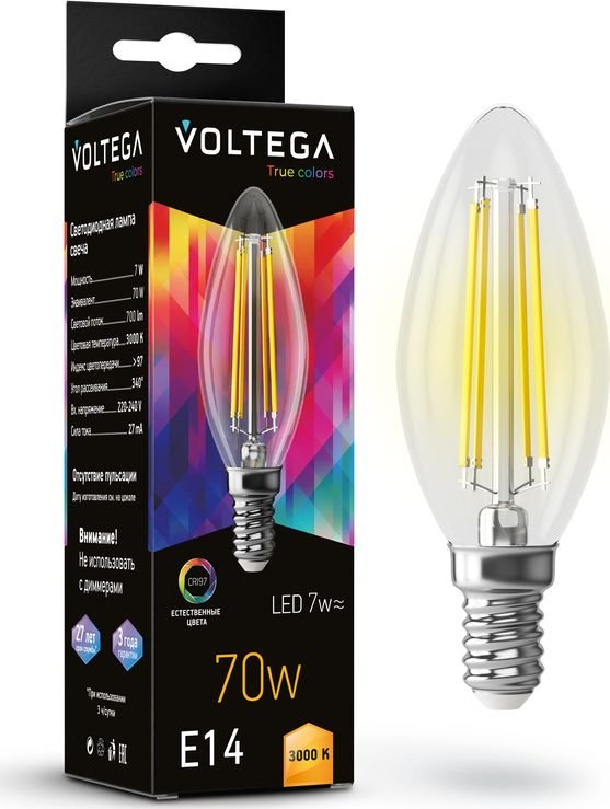 

Светодиодная лампочка Voltega Crystal Candle 7W 3000K E14