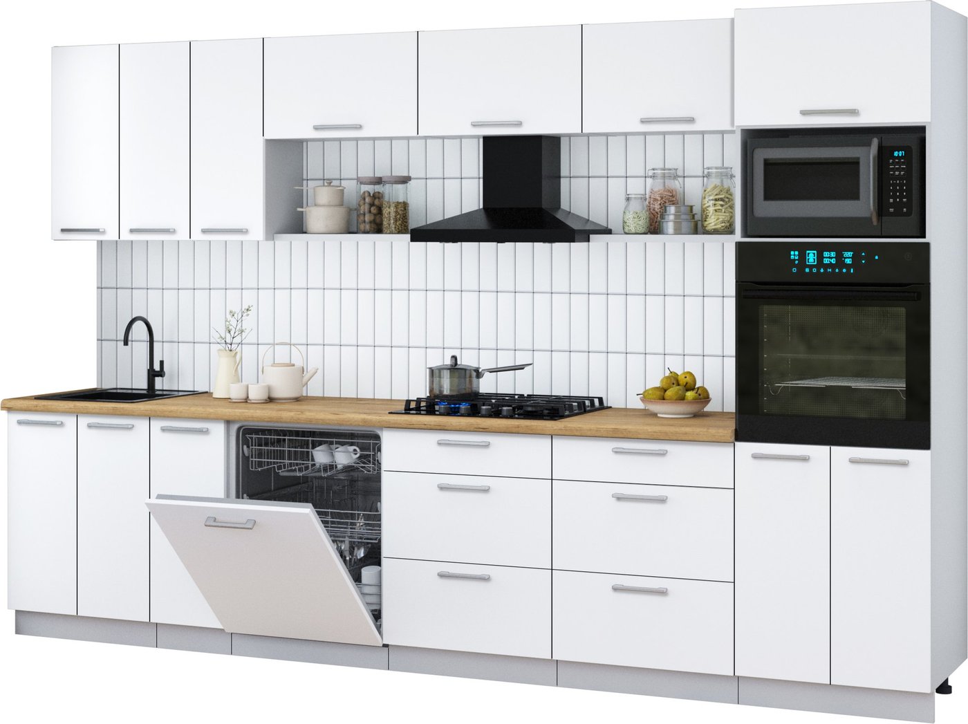 

Готовая кухня Интерлиния Мила Gloss 3.3-ПМ1-2 (белый/белый/дуб бунратти)