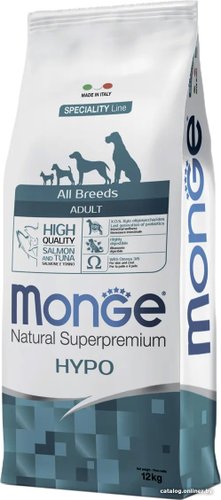 Сухой корм для собак Monge All Breeds Hypo Salmon and Tuna гипоаллергенный для всех пород с лососем и тунцом 12 кг