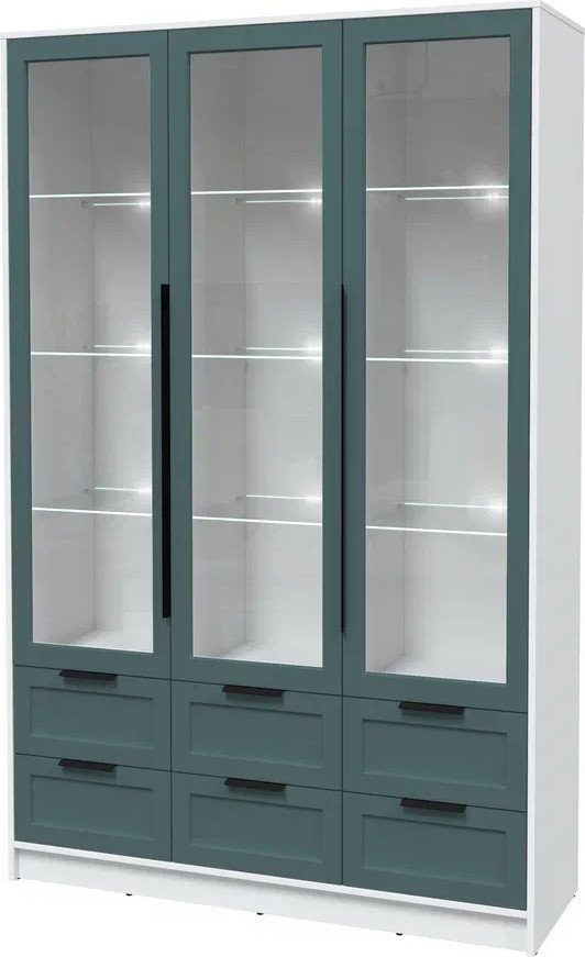 

Шкаф-витрина Интерлиния Концепт Тренд КТ-ШВ3 с подсветкой (белый платинум/верде)