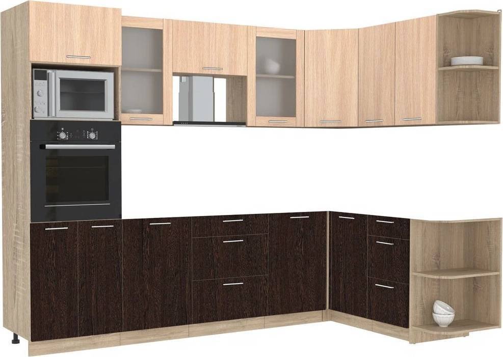 

Готовая кухня Интерлиния Мила 1.68x2.8 правая без столешницы (дуб молочный/дуб венге)