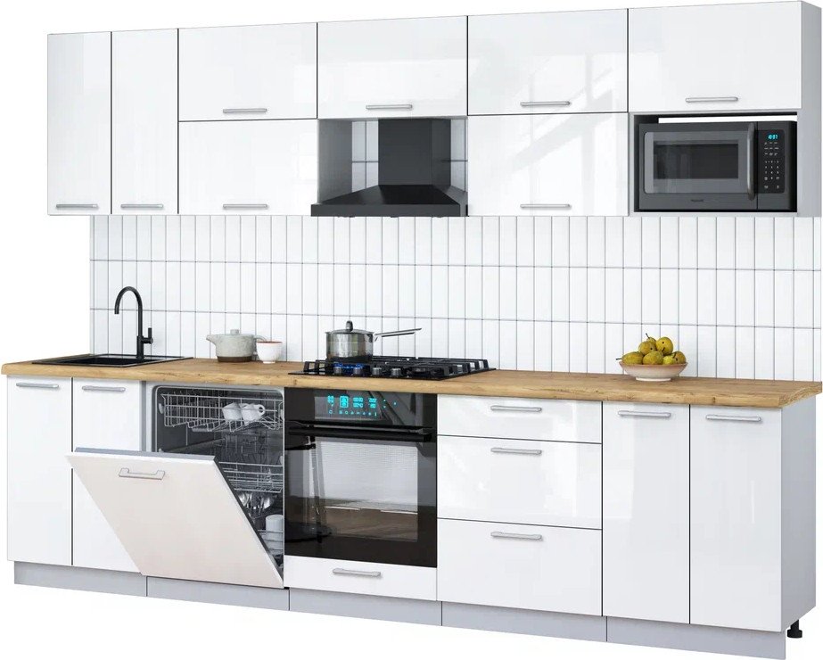 

Готовая кухня Интерлиния Мила Gloss 3.0-ПМ2 (белый глянец/белый глянец/дуб бунратти)