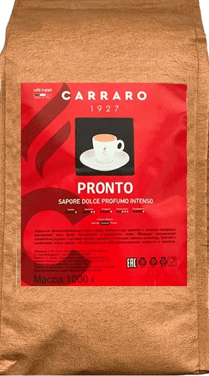 

Кофе Carraro Pronto зерновой 1 кг