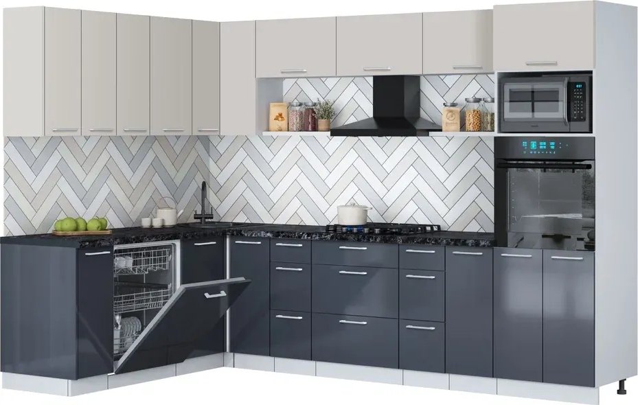 

Готовая кухня Интерлиния Мила Gloss 1.896х2.98-2 (асфальт глянец/кашемир/кастилло темный)