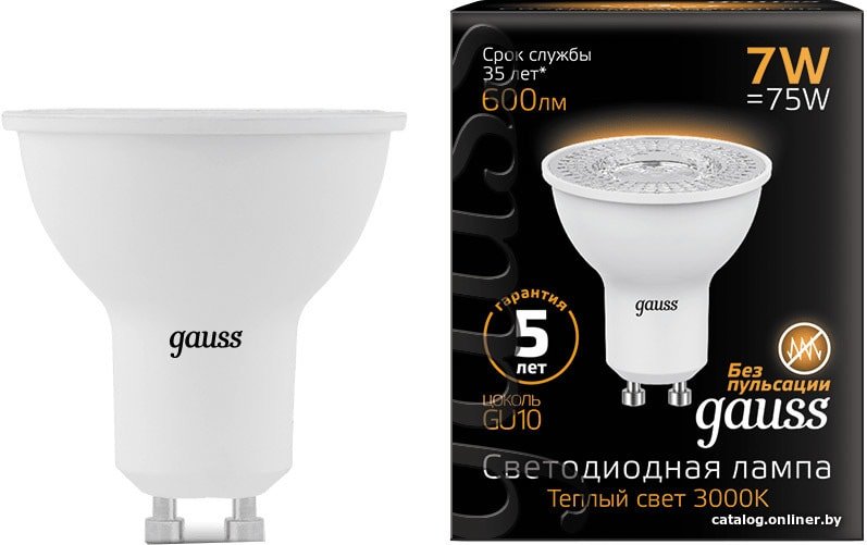 Светодиодная лампочка Gauss GU10 7Вт 3000K 101506107