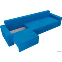 Диван Лига диванов Мэдисон Long 106172 (велюр, голубой/голубой/бежевый)