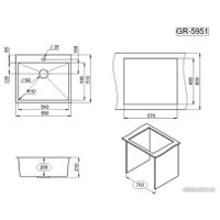 Кухонная мойка Granula GR-5951 (графит матовый)