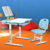 Ученический стол Anatomica Ara с подставкой для книг и выдвижным органайзером (белый/голубой)