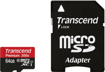 Transcend microSDXC UHS-I 300x Premium (Class 10) 64GB [TS64GUSDU1]