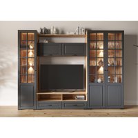 Шкаф-витрина Империал Лацио Сканди 2д (вотан/сканди графит/ручка черная)