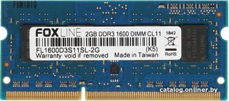 Оперативная память Foxline 8GB DDR3 SODIMM PC3-12800 FL1600D3S11L-8G