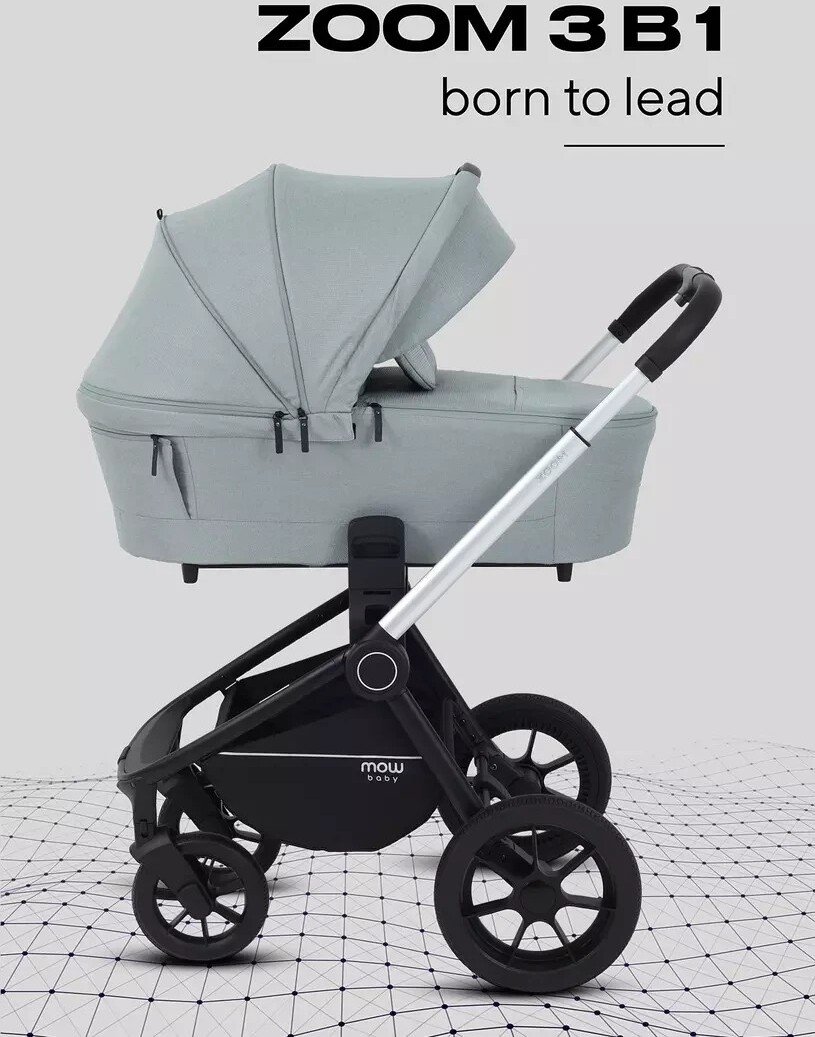 

Универсальная коляска MOWbaby Zoom PU RA087 (3 в 1, silver green tea)