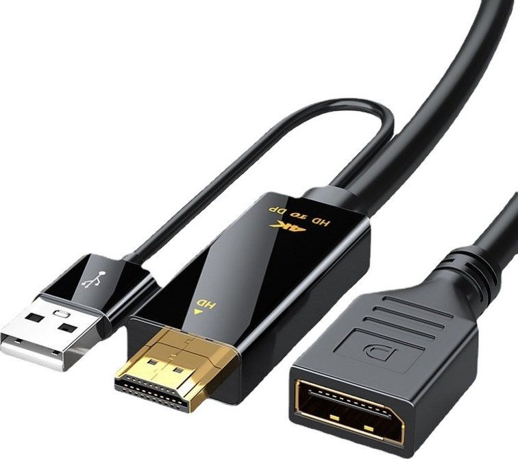 

Кабель USBTOP HDMI - DisplayPort - USB UltraHD 4K (0.17 м, черный)
