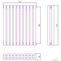 Стальной трубчатый радиатор Сунержа Эстет-11 500х450 10 секций (состаренная бронза)