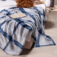 Плед Casa Conforte London 170x200 6155426 (клетка синий/серый)