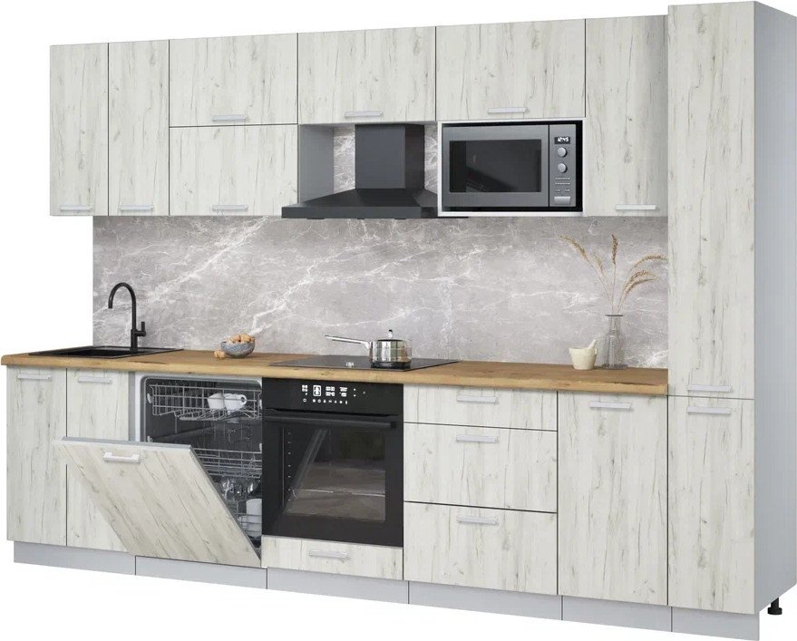 

Готовая кухня Интерлиния Мила Лайт 3.1-ПМ2 (дуб белый/дуб белый/дуб бунратти)