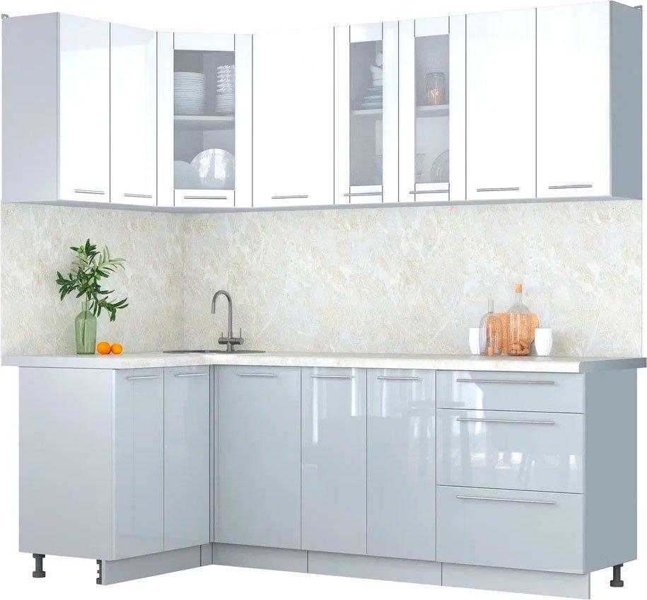 

Готовая кухня Интерлиния Мила Пластик 1.2x2.2 (белый глянец/туманный глянец/опал светлый)